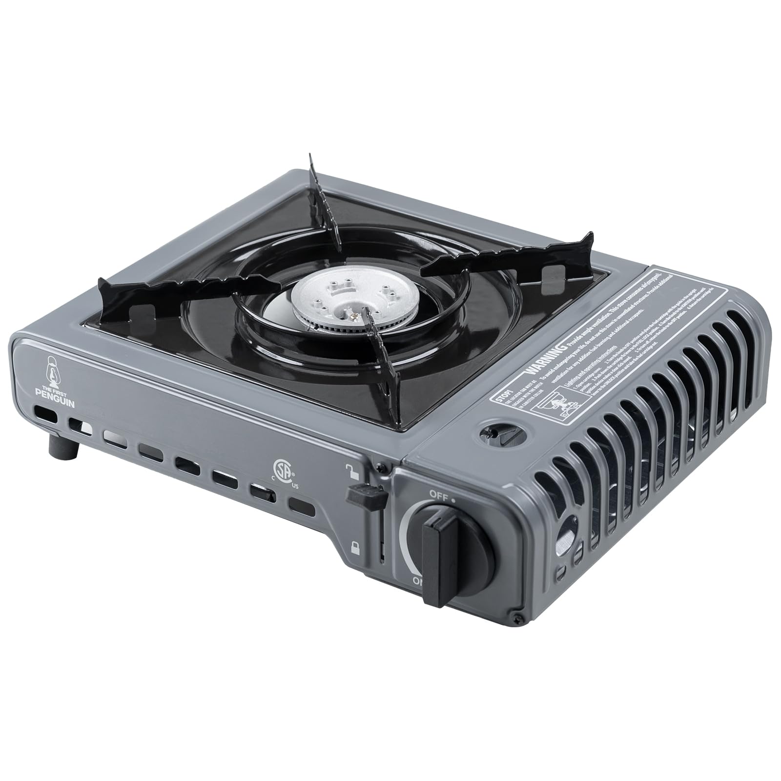 Dr.HOWS The First Penguin Portable Camping Stove – With Carrying Case 10,000 BTU Great For Emergency Preparedness Kit, High Power Butane Stove, Perfect For Camping, Hiking And Emergency-Grey