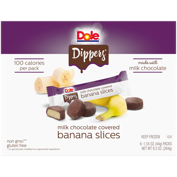 Photo of Dole Dippers Milk Chocolate Covered Banana Slices 6 1.55 Oz. Packs