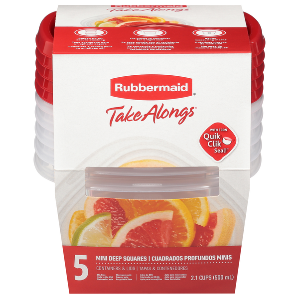 Rubbermaid Containers + Lids, Mini Deep Squares 2.1 Cups