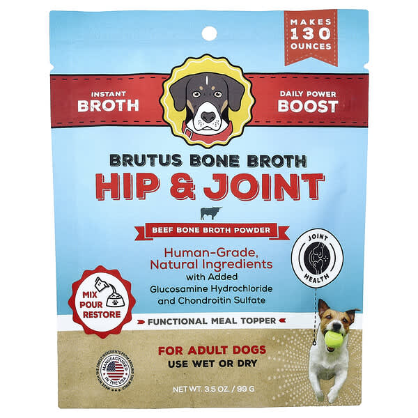 Brutus Bone Broth Hip & Joint, Beef Powder, For Adult Dogs, 3.5 Oz (99 G)