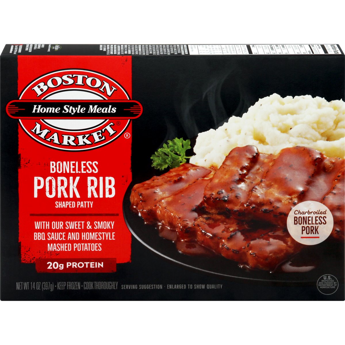 Boneless Pork Rib Shaped Patty with Bbq Sauce & Mashed Potatoes