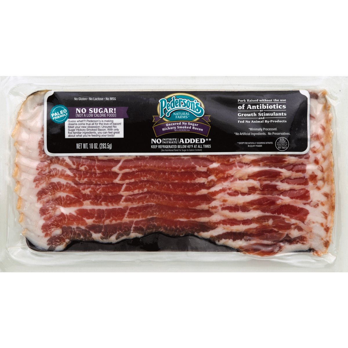 Photo of Pederson's Natural Farms Uncured No Sugar Hickory Smoked Bacon - 10oz