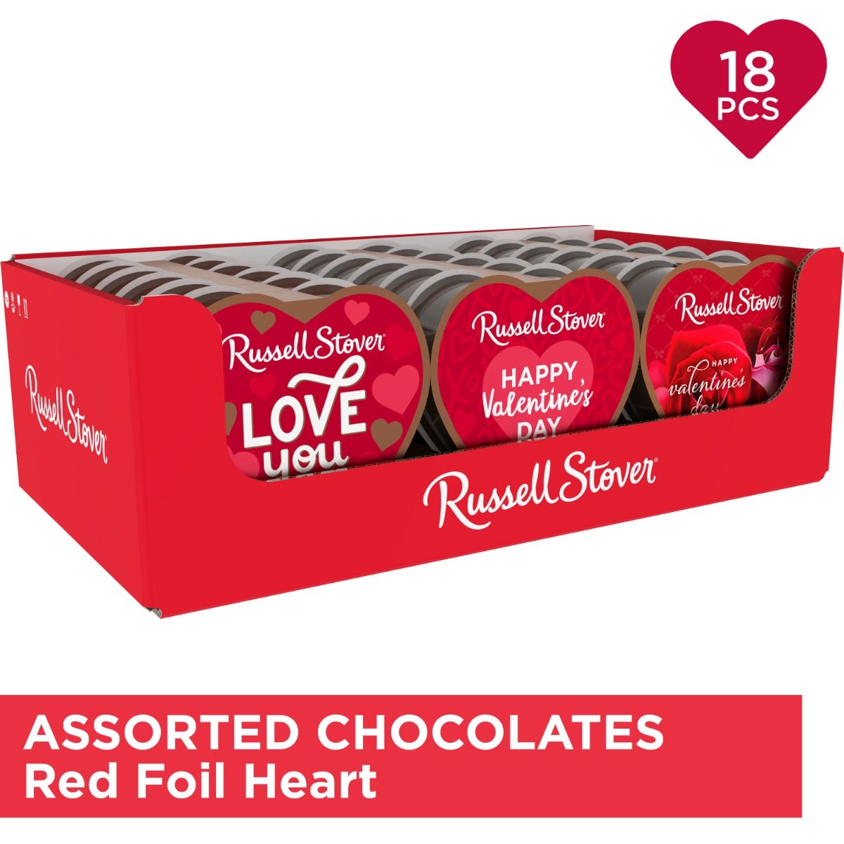 Photo of Russell Stover Milk & Dark Chocolates, Assorted, Happy Valentine's Day