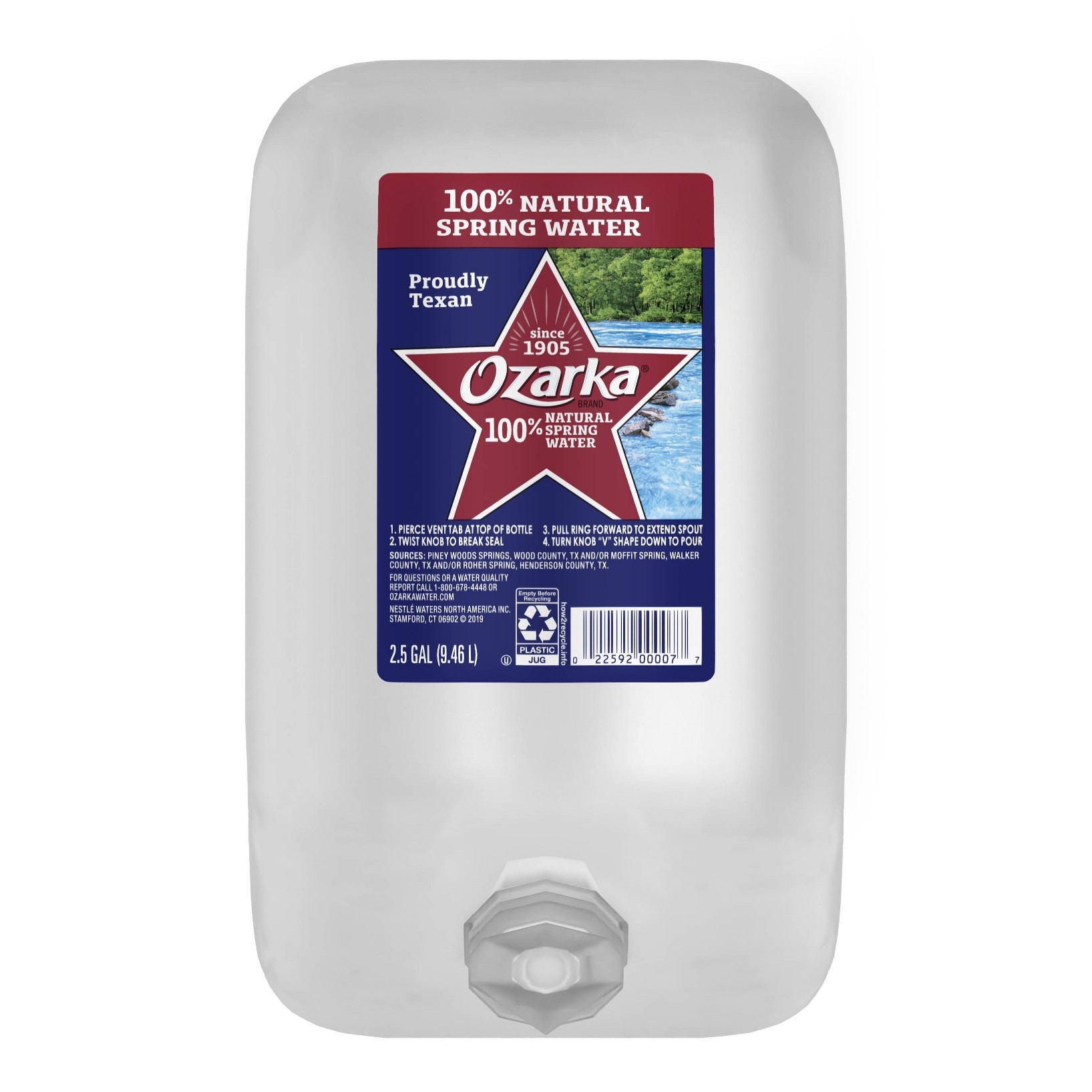 Photo of Ozarka Brand 100% Natural Spring Water - 2.5 Gal (320 Fl Oz) Jug