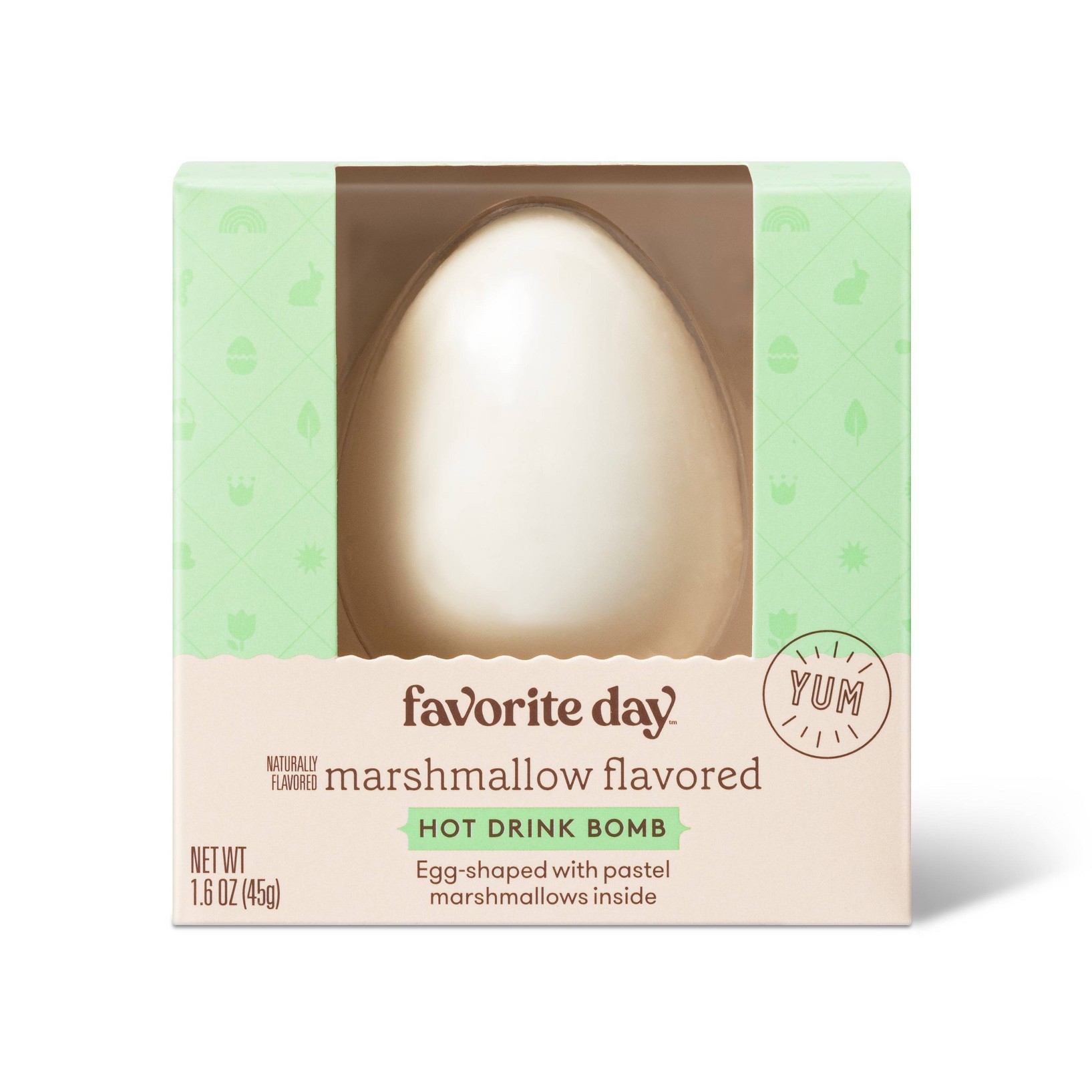 Marshmallow Flavored Egg-Shaped Hot Drink Bomb with Pastel Marshmallows Inside, Marshmallow