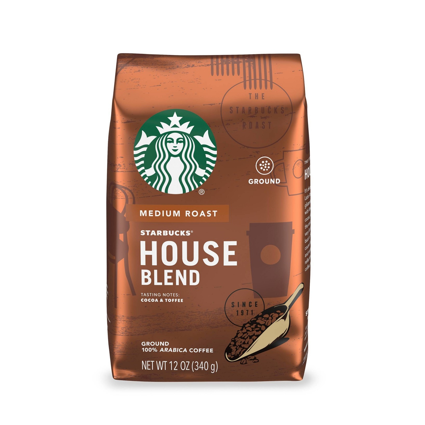 Starbucks House Blend Medium Roast Ground Coffee 12 Oz. Bag — UPC ...