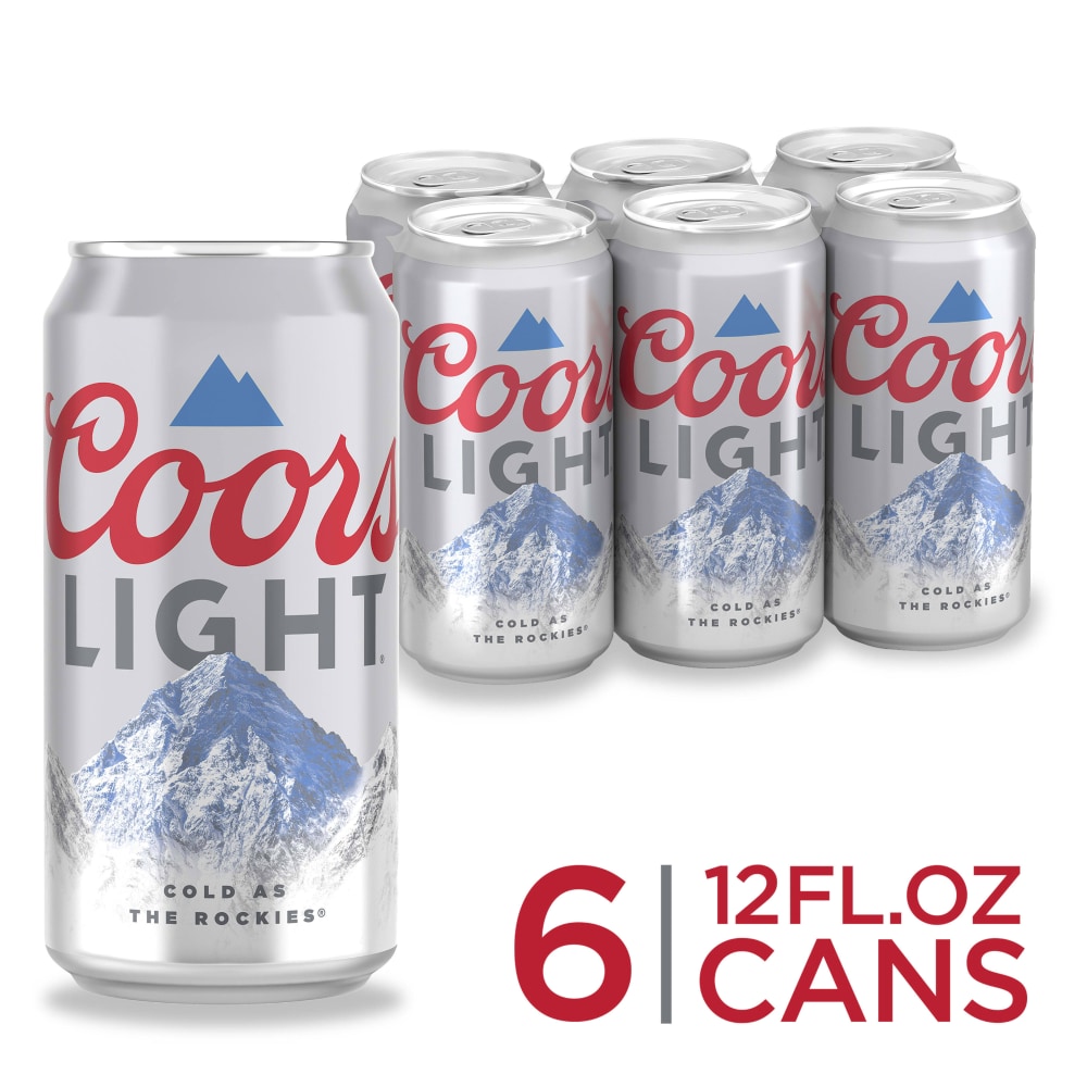 Photo of Coors Light Lager Beer, 6 Pack, 12 Fl. Oz. Cans, 4.2% ABV