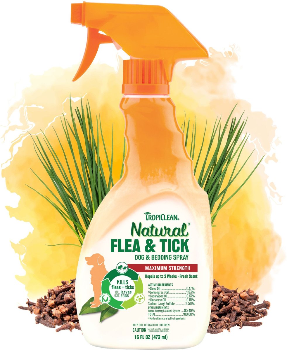 TropiClean Natural Flea & Tick Spray For Dogs & Bedding