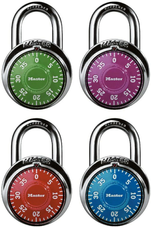 Photo of Master Lock Padlock, Standard Dial Combination 1-7/8 In. Wide, Assorted Colors, 1505D