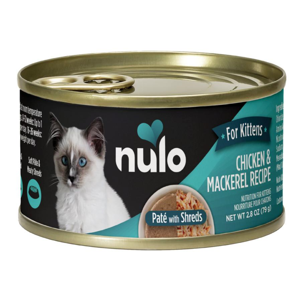 Nulo Pate w/Shreds Kitten Food Chicken & Mackerel 2.8oz