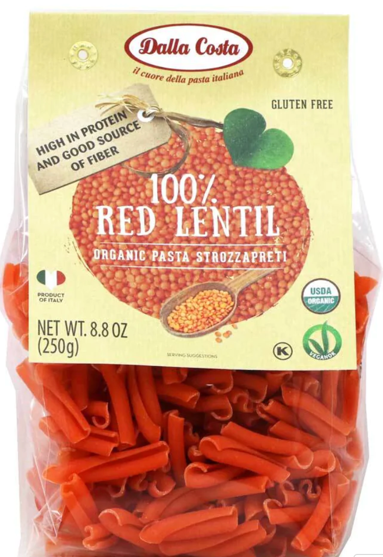 100% Organic Red Lentil Pasta, Strozzapreti