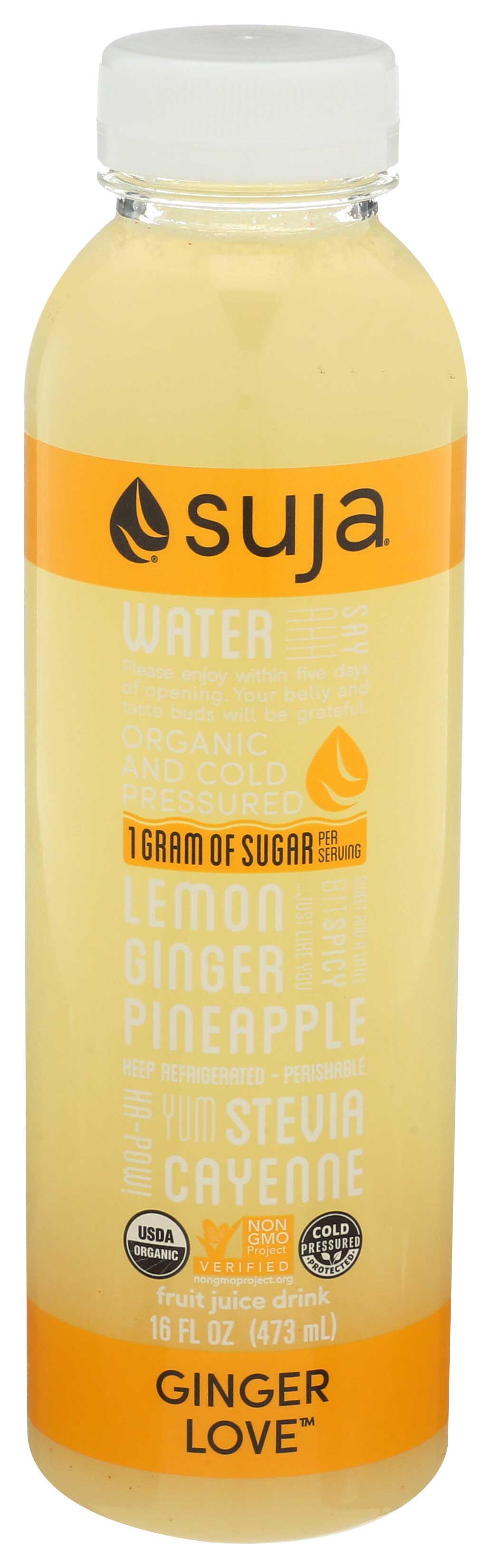 Suja Ginger Love Organic Fruit Juice Drink 16 Fl. Oz. Bottle — UPC