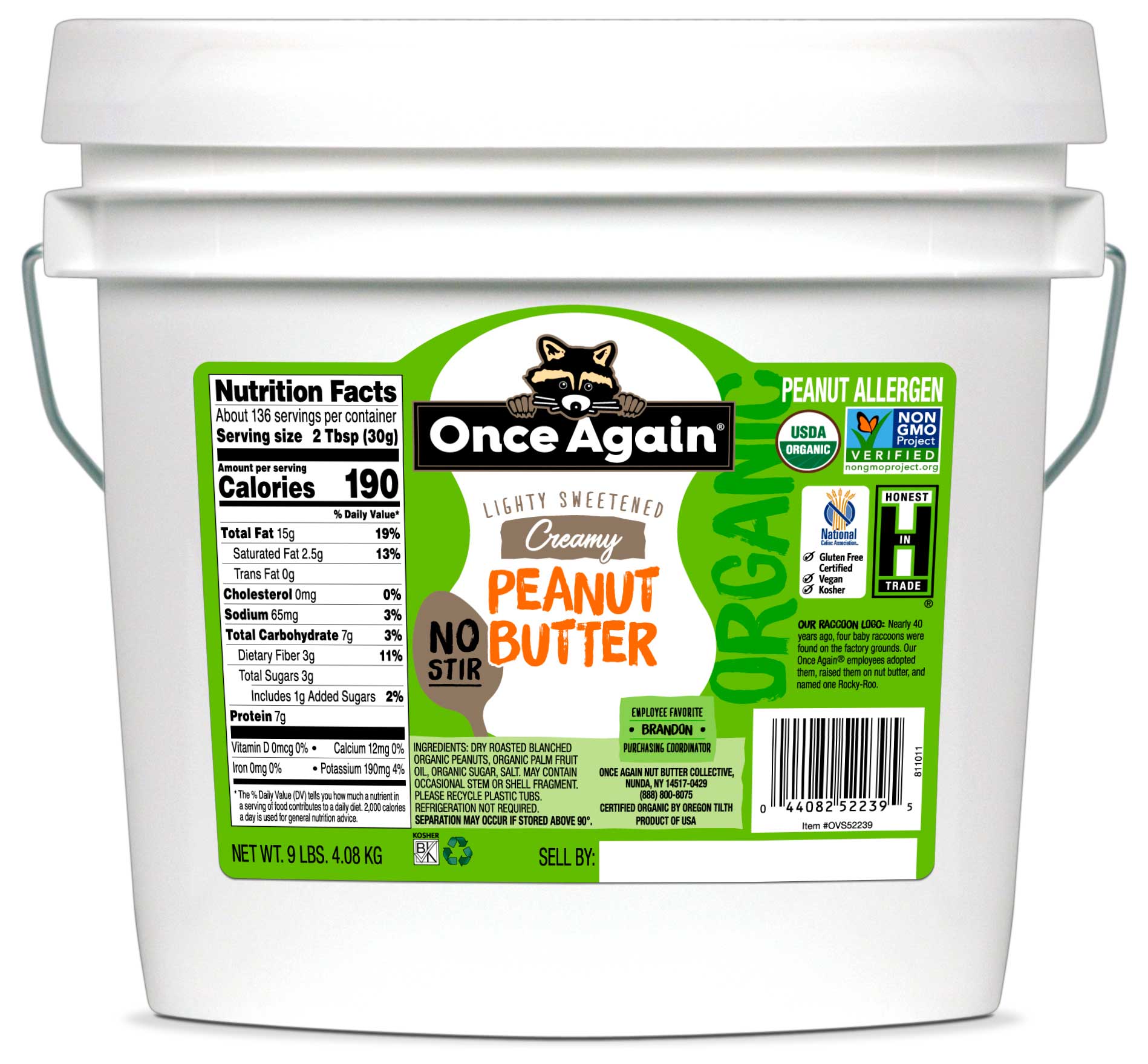 Creamy Lightly Sweetened Peanut Butter, Creamy Lightly Sweetened