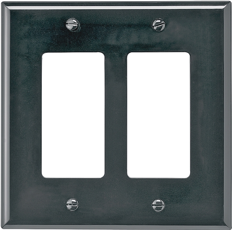 Eaton Black Decorator Wall Plate, 2 Gang