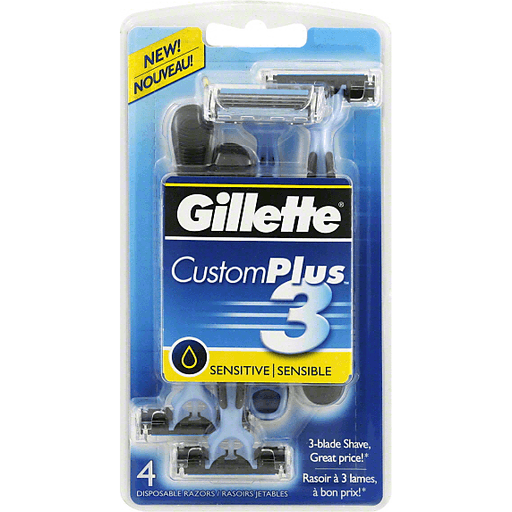 Gillette Disposable Razors - Custom Plus3 - 4 Ct