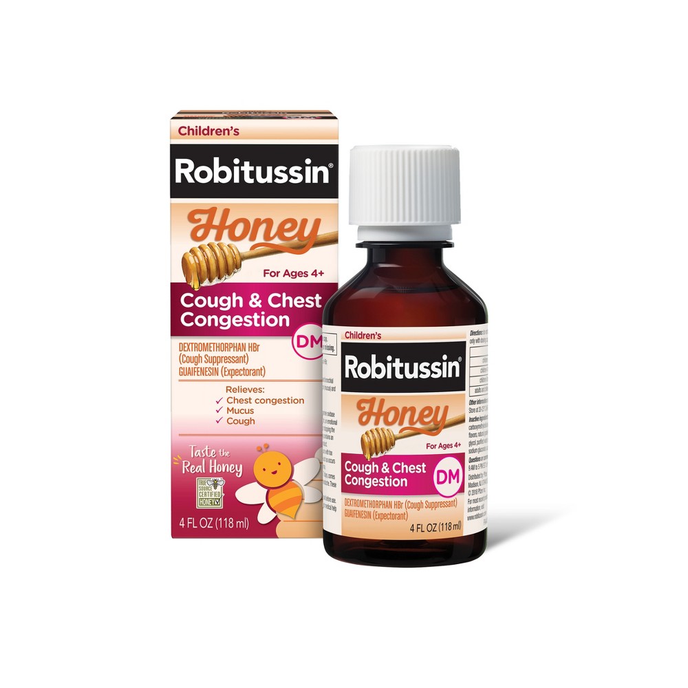 Children’s Robitussin For Ages 4+ Honey Cough & Chest Congestion 4 Fl Oz