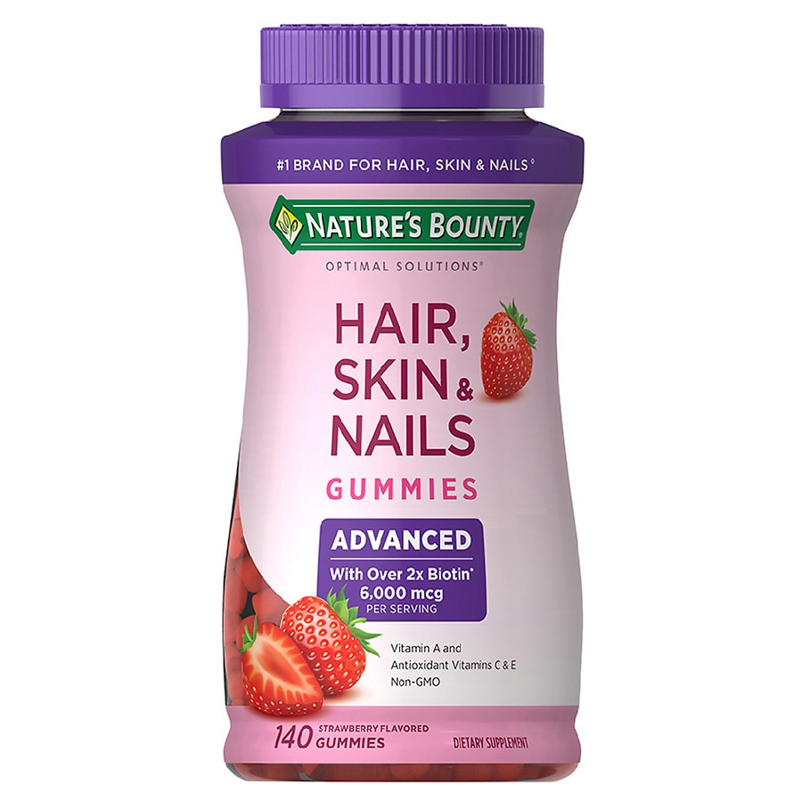 Natures Bounty - Hair Skin & Nails - Advanced - Strawberry Flavored Gummies - 140 Ct