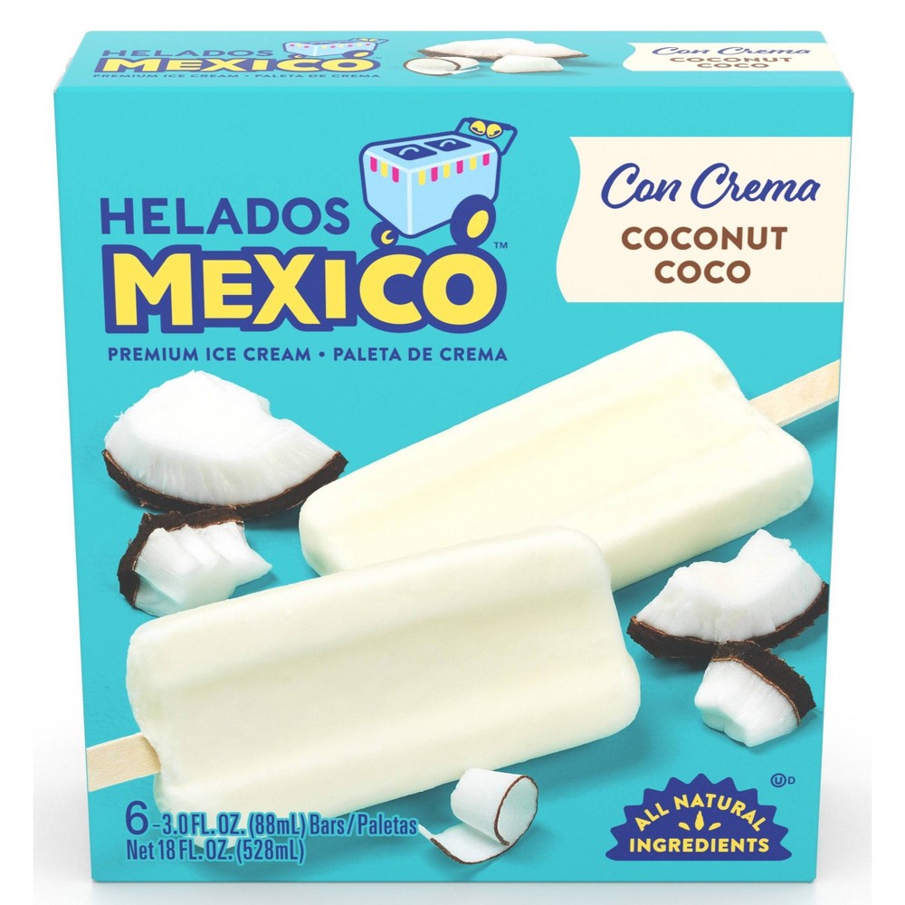 Helados Mexico Ice Cream Bars, Premium, Coconut