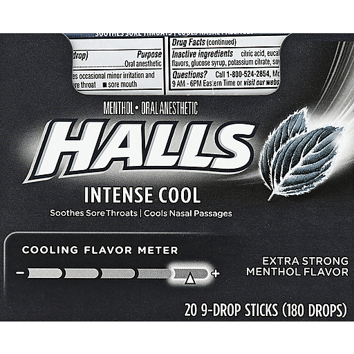 Halls Relief Extra Strong Menthol Flavor Max Strength Oral Anesthetic Drops 20-9 Ct Packs