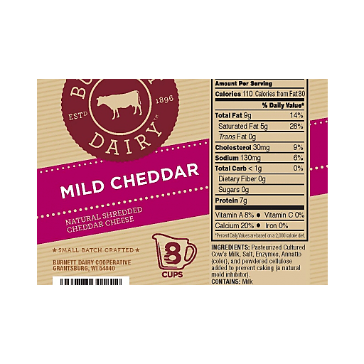 Mild Cheddar Natural Shredded Cheddar Cheese, Mild Cheddar
