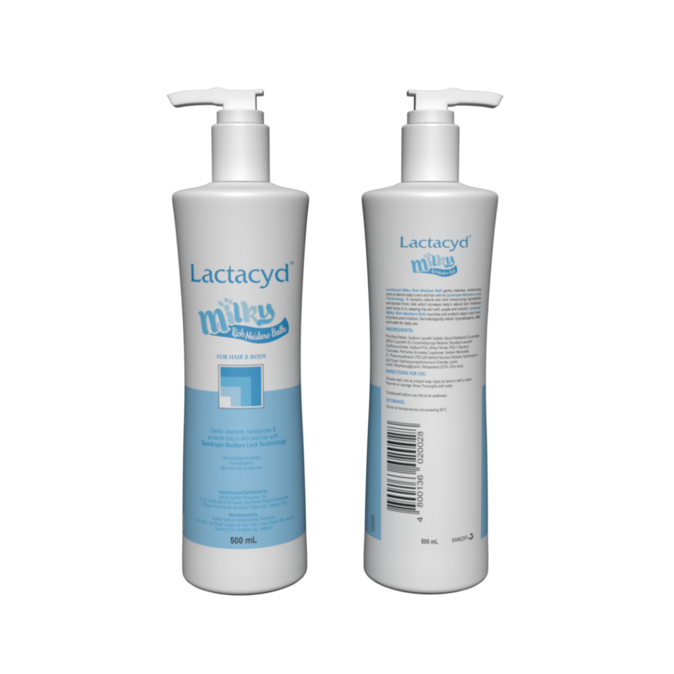 Lactacyd Milky Rich Moisture Bath Hair & Body 500ml Pump Baby Bath 500ml