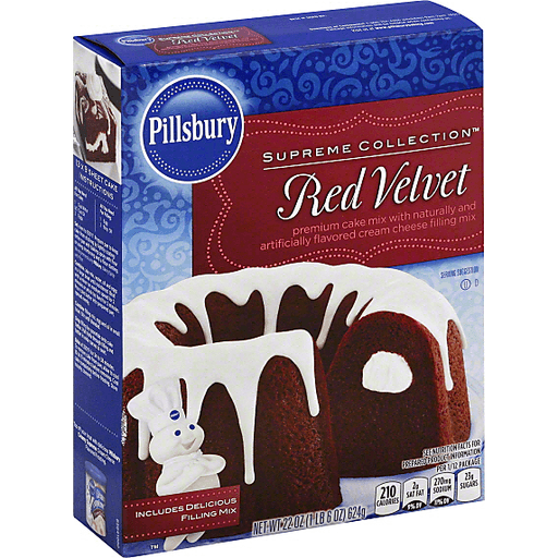 Red Velvet Premium Cake Mix with Flavored Cream Cheese Filling Mix, Red Velvet