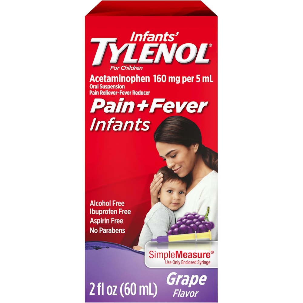 Photo of Infant's Tylenol Oral Suspension Liquid Medicine With Acetaminophen, Baby Fever Reducer & Pain Reliever For Minor Aches & Pains, Sore Throat, Headache & Toothache, Grape Flavor, 2 Fl. Oz