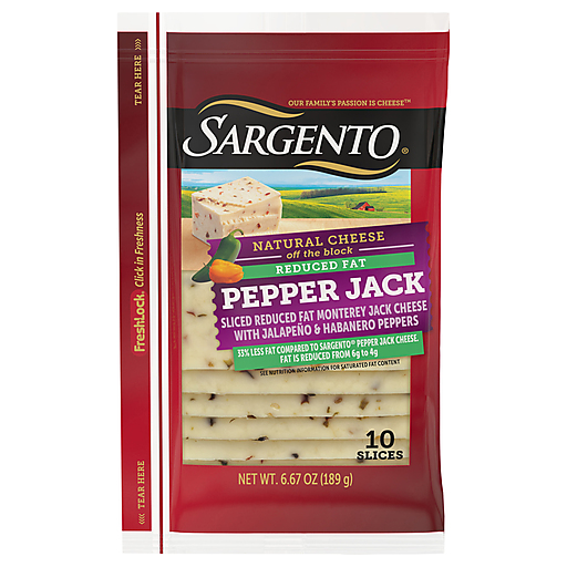 Photo of Sargento Sliced Reduced Fat Pepper Jack Natural Cheese, 10 Slices