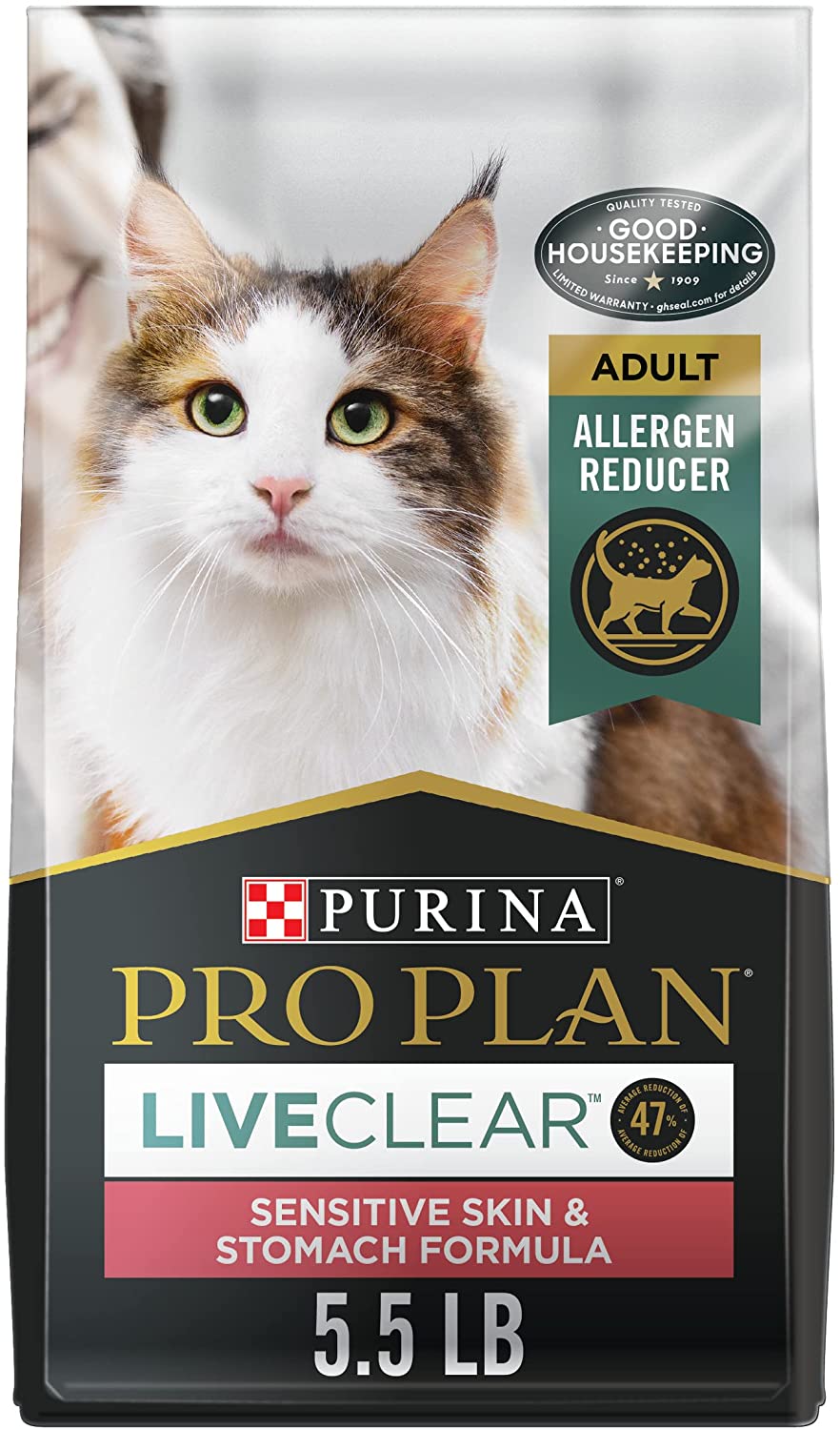 Purina Pro Plan Allergen Reducing, High Protein Dry Cat Food, LIVECLEAR Turkey And Oatmeal Formula – 5.5 Lb. Bag
