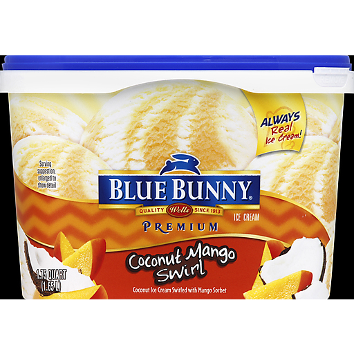 Blue Bunny, Premium Ice Cream, Coconut Mango Swirl, Coconut Mango Swirl