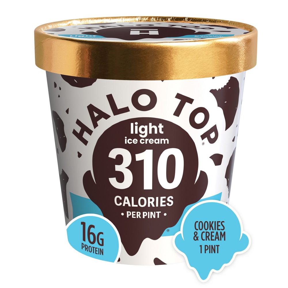 Halo Top Ice Cream, Light, Cookies & Cream 1 Pt