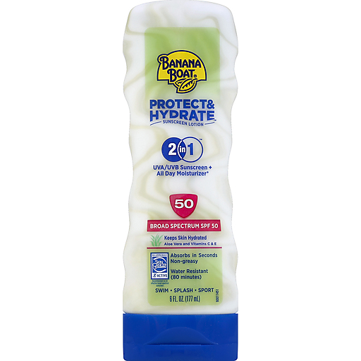 Banana Boat Protect & Hydrate Sunscreen Lotion, 2 In 1, Broad Spectrum SPF 50