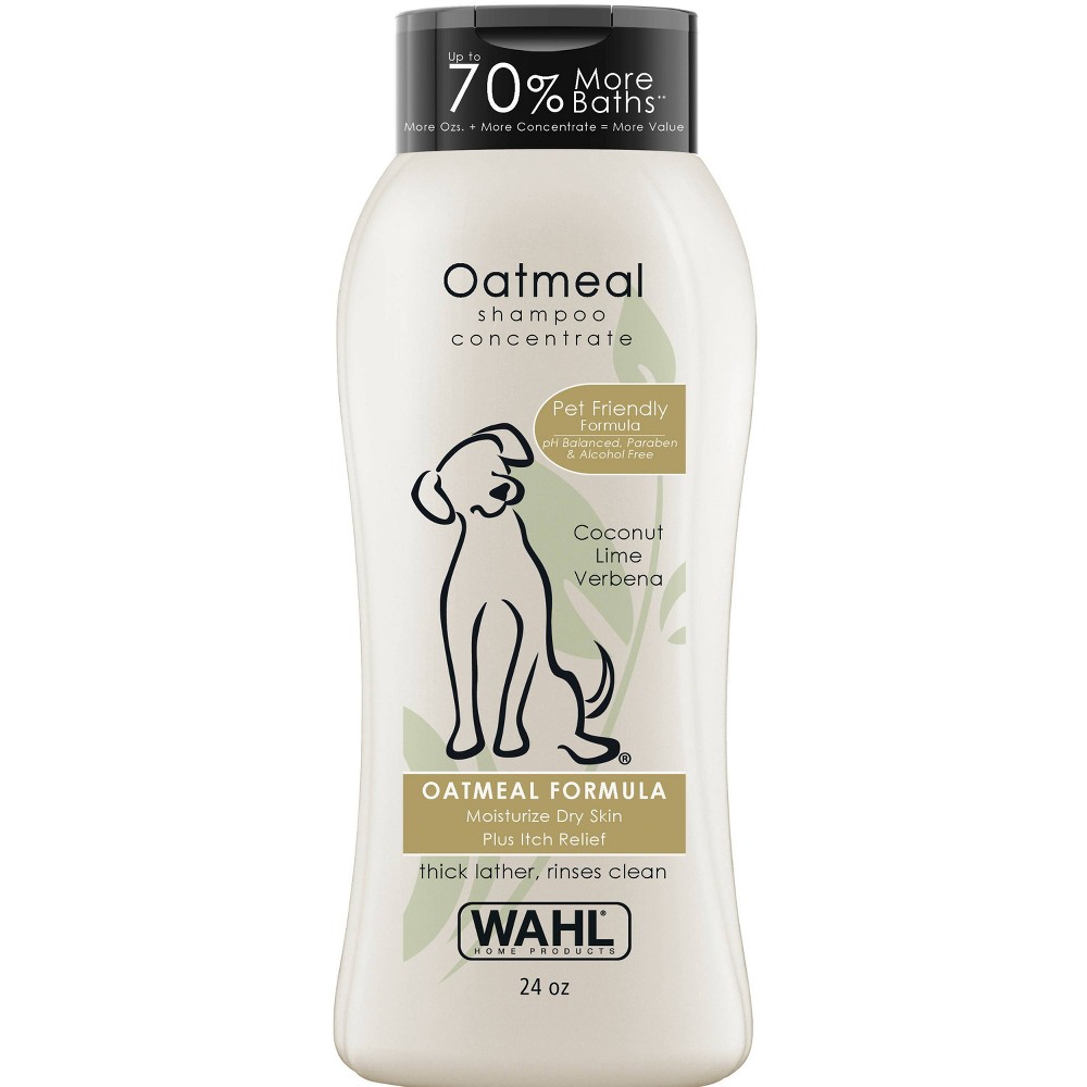 Wahl Dry Skin & Itch Relief Pet Shampoo For Dogs - Oatmeal Formula With Coconut Lime Verbena & 100 Natural Ingredients - 24 Oz