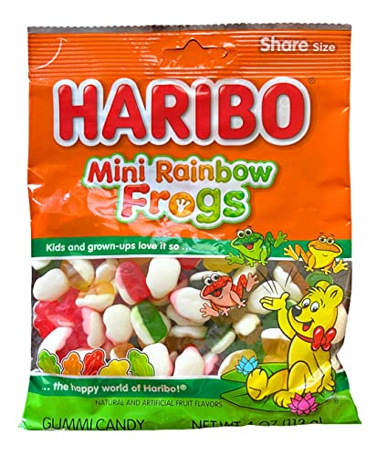 Mini Rainbow Frogs Gummi Candy, Strawberry, Lemon, Orange, Raspberry
