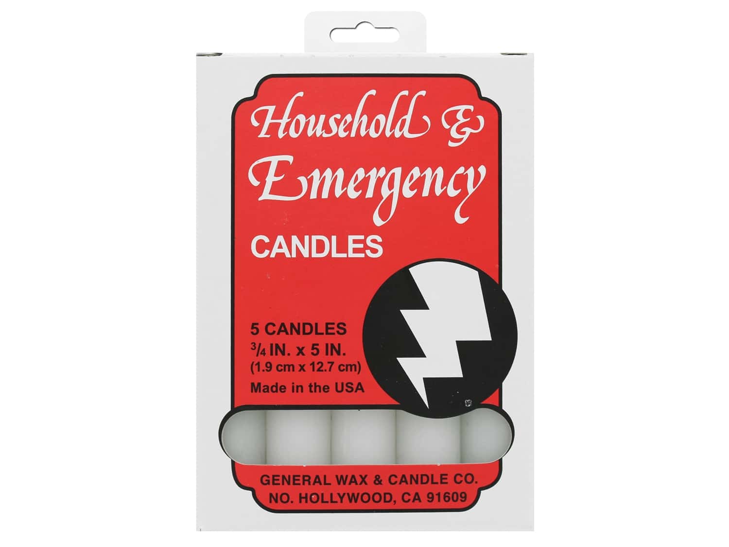General Wax & Candle Co Household .75″x5″ White 5pc