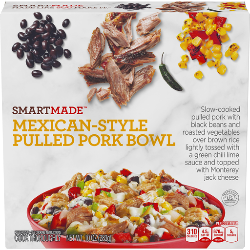 Mexican-Style Slow-Cooked Pulled Pork Bowl with Black Beans and Roasted Vegetables Over Brown Rice