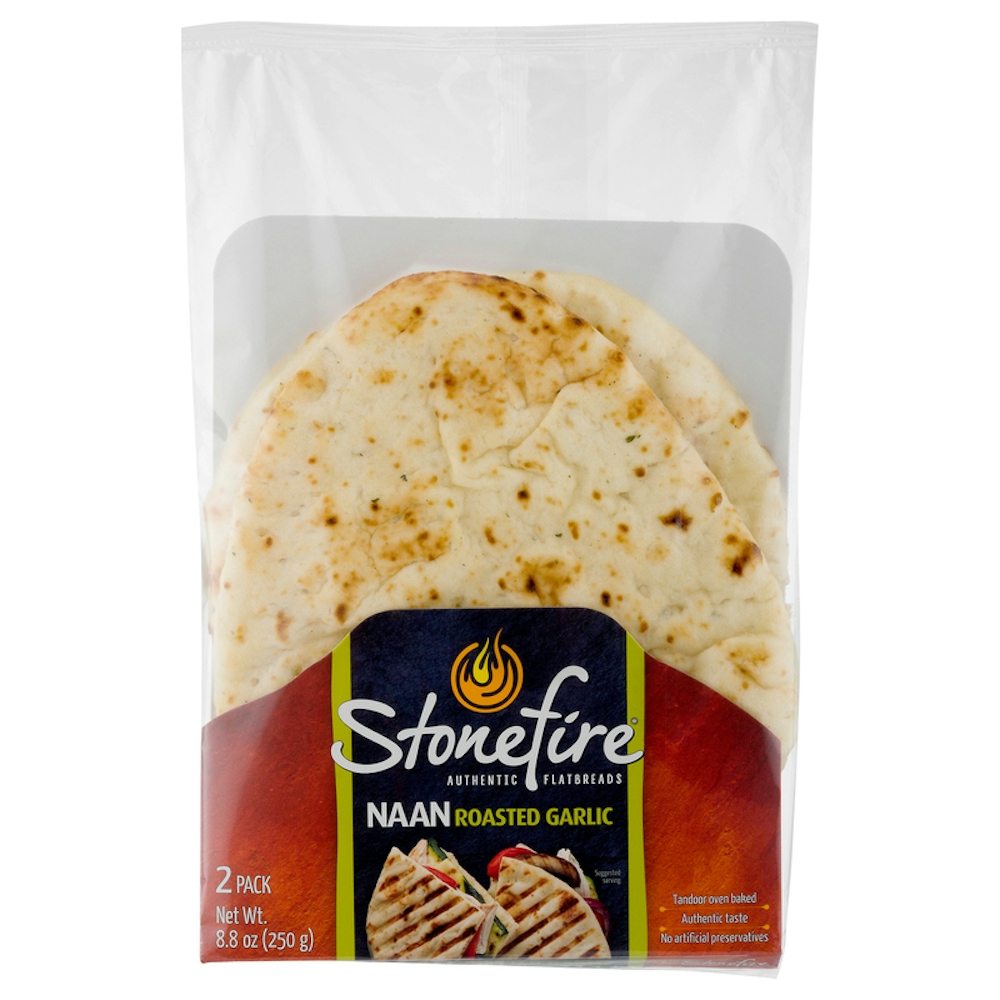 Stonefire Stonefire Authentic Flatbreads Naan Roasted Garlic — UPC 876681007511 ...
