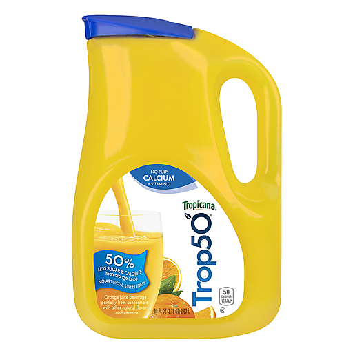 Tropicana Trop50 Nopulp Calcium & Vitamin D Orange Juice 89 Fluid Ounce Plastic Bottle