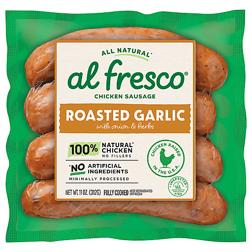 Al Fresco Chicken Sausage, Roasted Garlic With Onion & Herbs 11 Oz