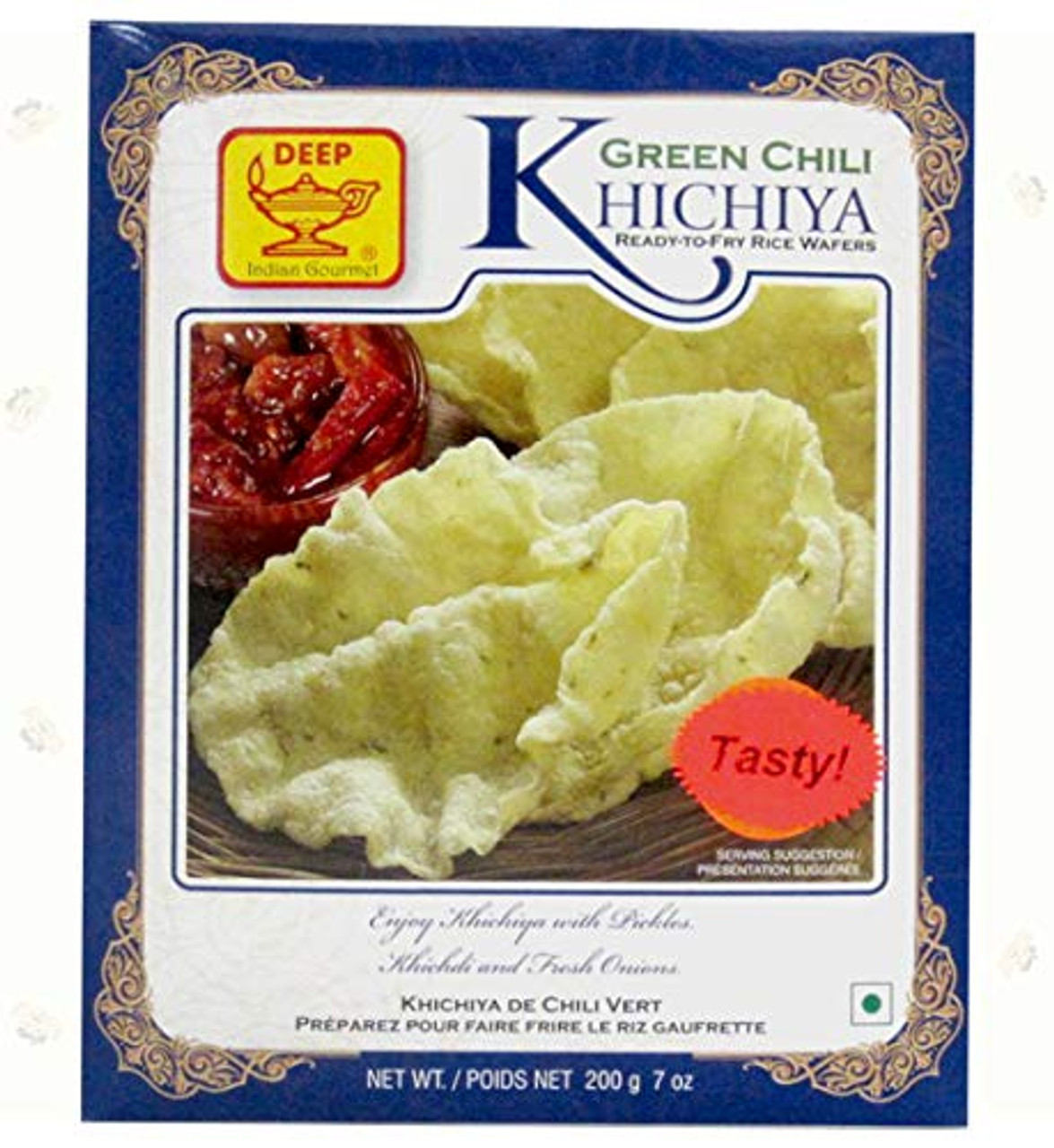 Deep, Green Chili Khichiya Ready-To-Fry Rice Wafers