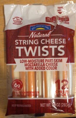 Mozzarella Low-Moisture Part-Skim Cheese Twists Sticks, Mozzarella
