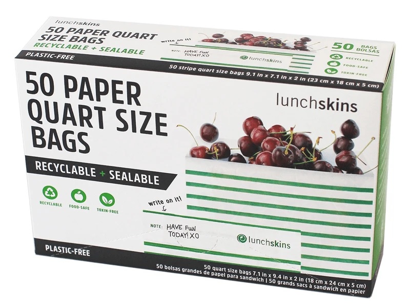 Lunchskins Paper XL Sandwich Bag Green Stripe 50ct — UPC