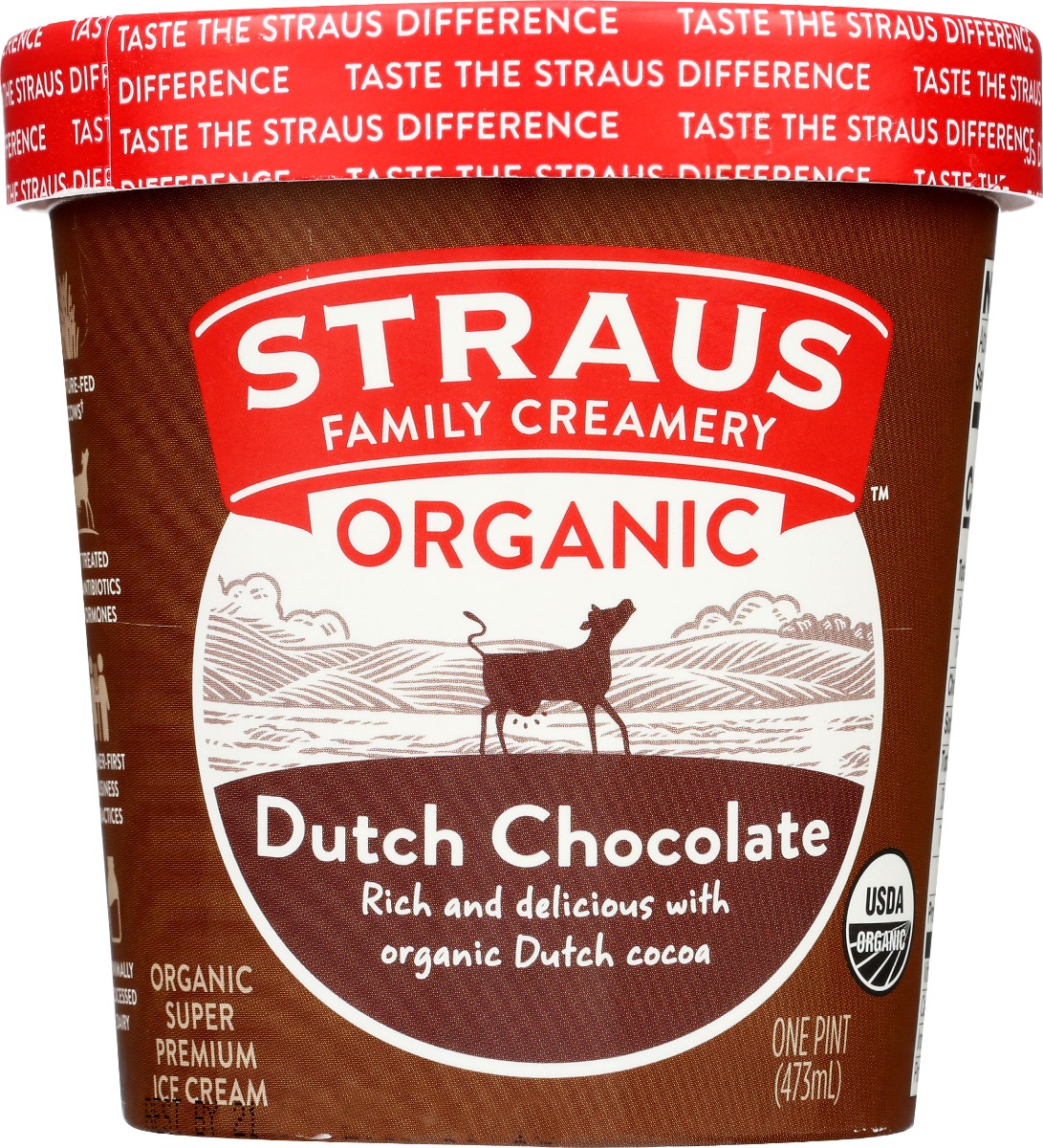 Straus Ice Cream, Super Premium, Dutch Chocolate 1 Pt