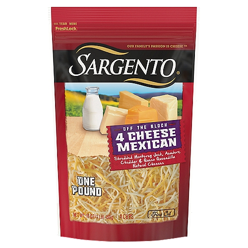 Photo of Sargento Shredded 4 Cheese Mexican Natural Cheese, Fine Cut, 16 Oz