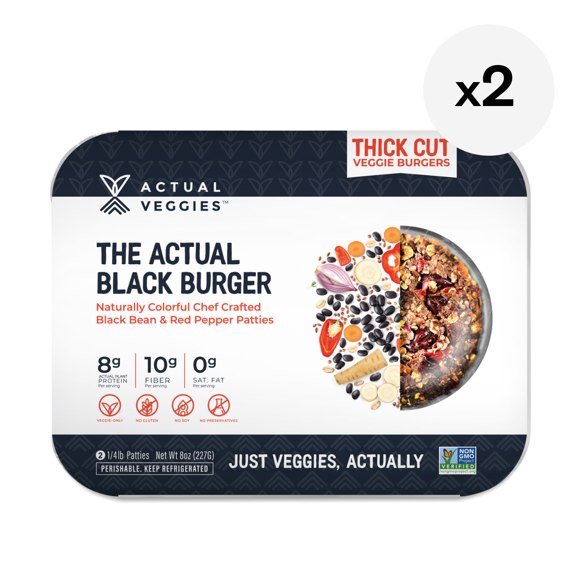 Actual Veggies Patties, The Black Burger, Thick Cut, Large