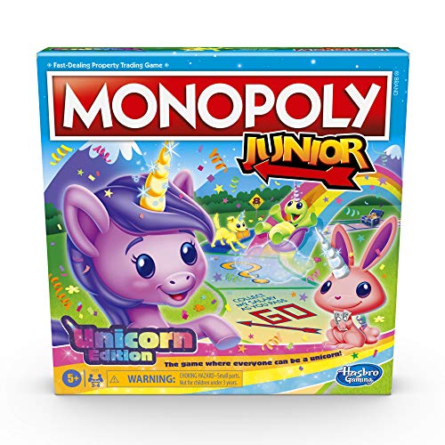 Monopoly Junior Unicorn Edition Board Game For 2-4 Players Magical-Themed Indoor Game For Kids Ages 5 And Up -Amazon Exclusive
