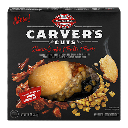 Slow-Cooked Pulled Pork Tossed in Our Sweet & Smoky Bbq Sauce with a Side of Cornbread and Steamed Parmesan Garlic Corn, Sweet & Smoky