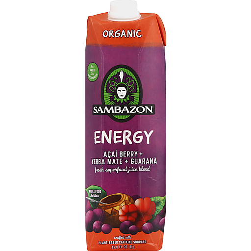 Sambazon, Organic Energy Drink, Acai Berry + Yerba Mate + Guarana, Acai Berry + Yerba Mate + Guarana