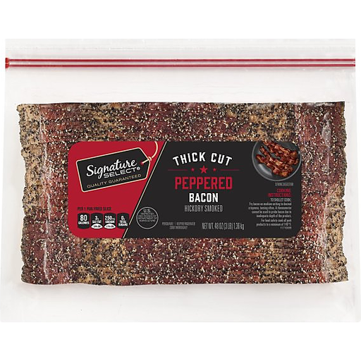 Peppered Hickory Smoked Thick Cut Bacon, Peppered Hickory Smoked