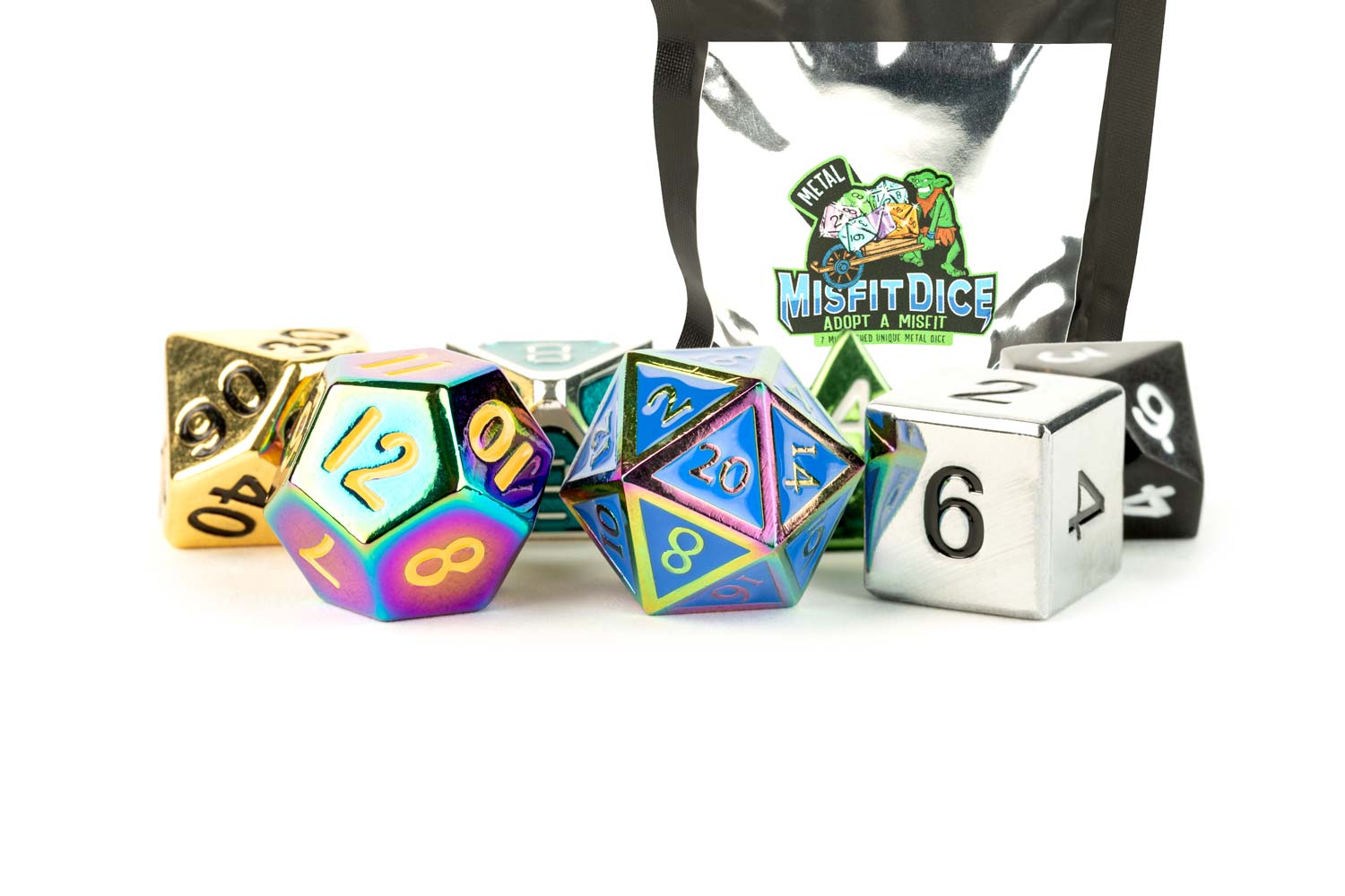Fanroll Misfit Dice Mystery Bag - Metal 7-Piece RPG Set
